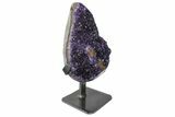 Amethyst Geode Section on Metal Stand - Deep Purple Crystals #171781-1